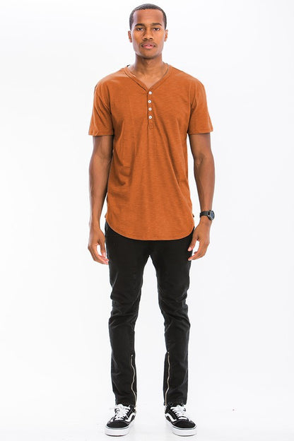 SHORT SLEEVE 4 BUTTON HENLEY SHIRT