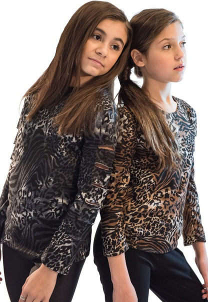 KIDS LEOPARD CUT SLEEVE TOP