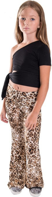 KIDS CHEETAH PRINT BELL BOTTOM PANTS