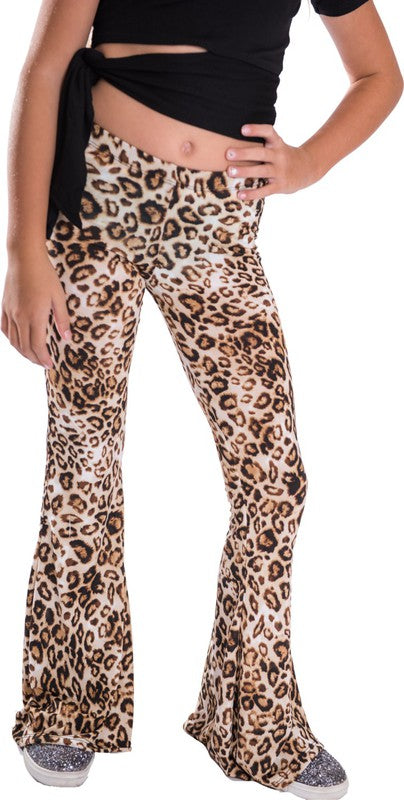 KIDS CHEETAH PRINT BELL BOTTOM PANTS