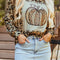 Pumpkin Graphic Leopard Round Neck Long Sleeve Sweatshirt