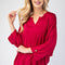 Celeste Full Size Notched Three-Quarter Sleeve Blouse