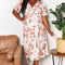 Printed Surplice Balloon Sleeve Dress